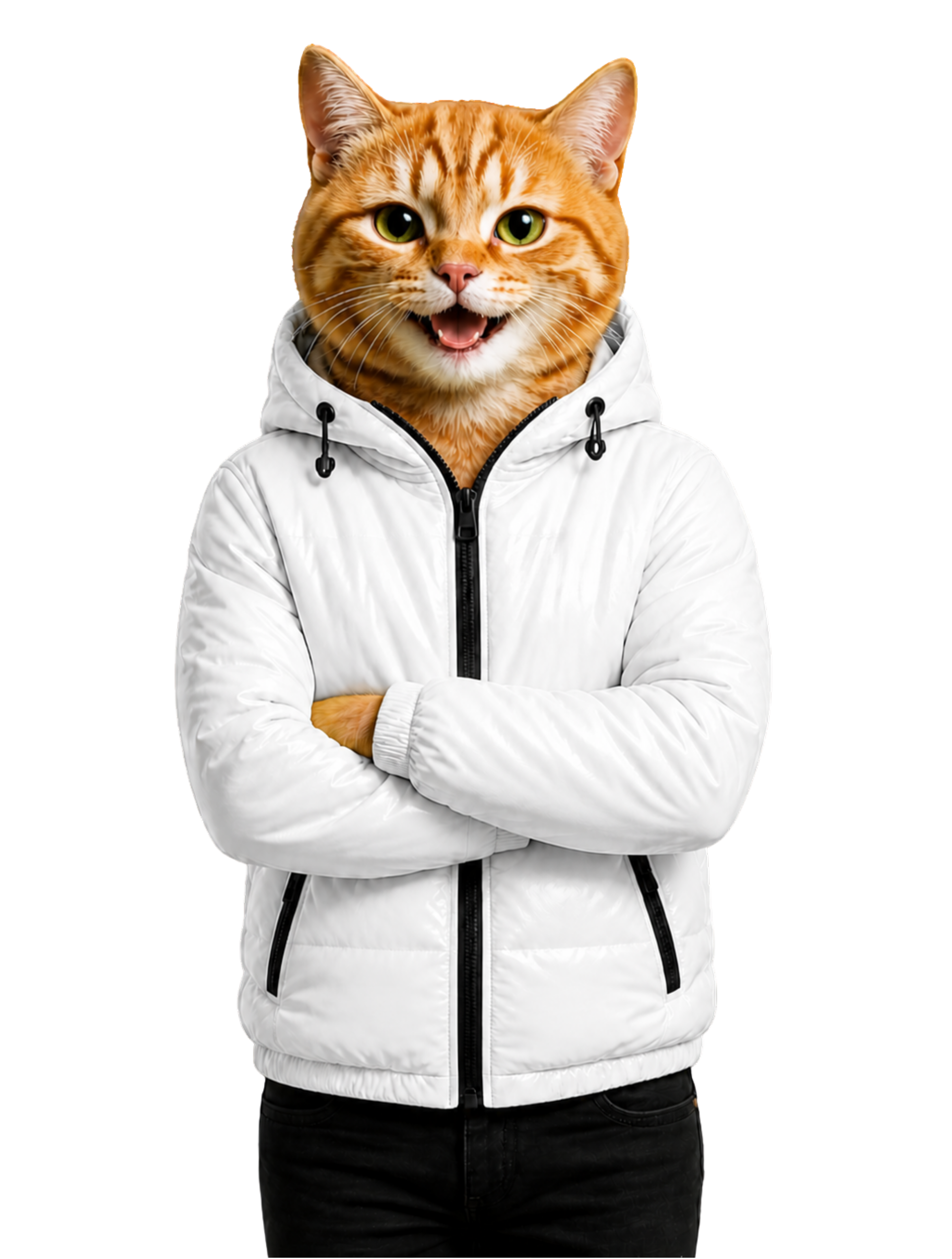 Valour cat mascot in a white hoodie